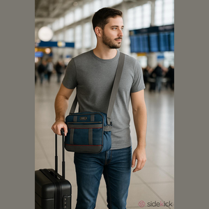 American Tourister Blue & Gray Nylon Crossbody Travel Messenger Bag